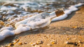 Message in a bottle on the beach photo