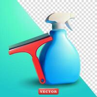 Spray bottle and glass cleaning tools, 3d. Suitable for hygiene and design elements vector