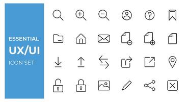 UX UI line icon set. basic essential ux ui kit. user interface vector