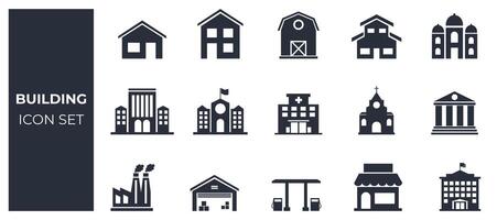 Building icon set vector