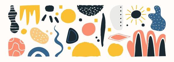 Set of abstract organic shape. hand drawn doodle art. blob vector