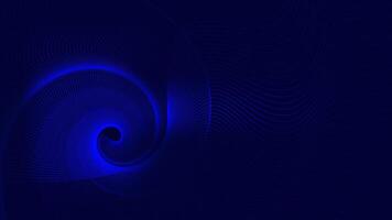 Abstract blue spirals and wave lines on deep navy background. Futuristic technology illustration for web banner, flyer, cover vector