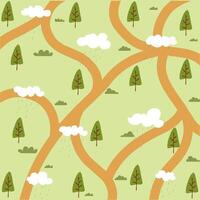 Pattern of the tree and rain clouds With a dirt road vector