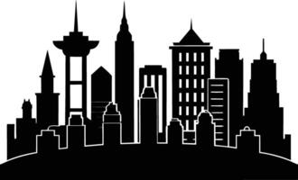 A silhouette of a city skyline vector