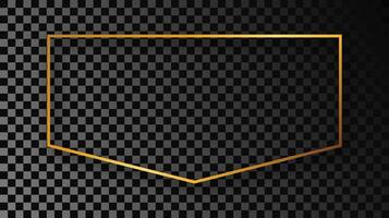 Gold glowing frame with shadow vector