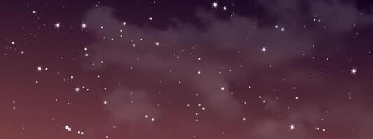 Night sky with clouds and many stars vector