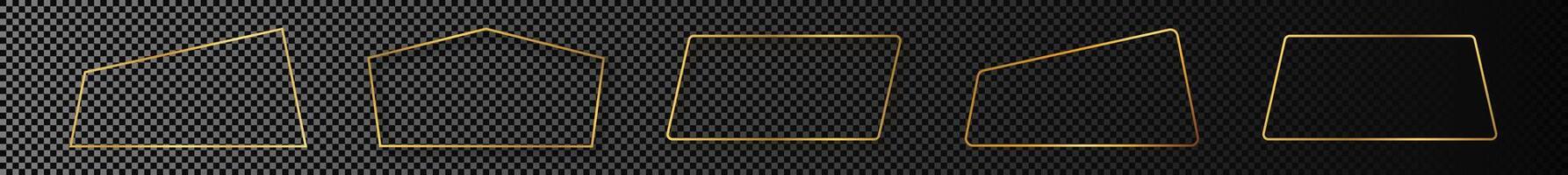 Gold glowing different geometric shape frame vector