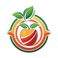 Green Leaf and Red Apple Inside Compass Logo Design vector