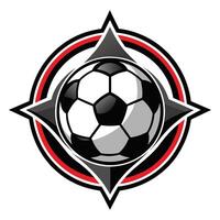 Soccer Ball In Center Of Four Point Star Within Circle vector