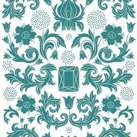 Hand drawn abstract graphic illustration with magic art seamless pattern of crystals, flowers and leaves. vector