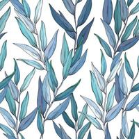 Eucalyptus twigs seamless pattern design. vector