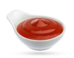 Tomato ketchup isolated on white background photo