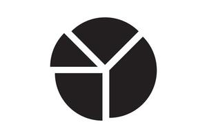 Round graphic fraction circle shape element. Geometric diagram division section icon. vector