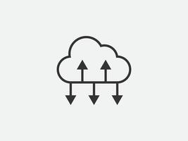 Technology icon cloud computing connection. Big data global server. Line design symbol. vector