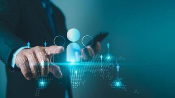Businessman selection of business target groups. Target customer, Buyer persona, Customer behavior concept. Marketing plan and strategies. Personalization marketing, Customer centric strategies. photo