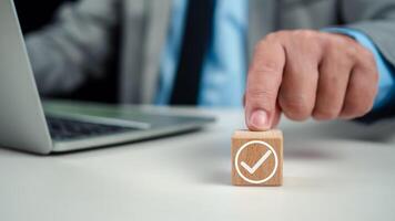 Businessman checks transaction documents or electronic contract documents, Prepare check and approve concept, Check electronic documents on digital documents and checklist approval. photo