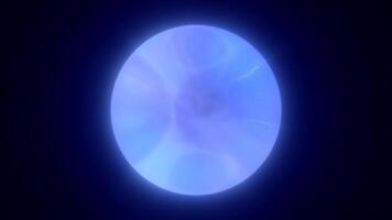 Abstract blue bright glowing background with a sphere core atom energy burning ball circle made of waves of energy rays and plasma with light in high quality 4k, motion design video