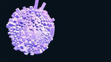 3D Animation sphere with many block cubes motion random abstract, loop animation, black background video