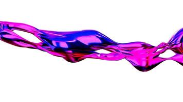 3D loop animation of pink blue liquid flowing in the air, on a white background video