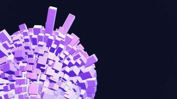 3D Animation sphere with many block cubes motion random abstract, loop animation, black background video