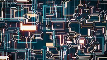 Modern technology circuit board yellow and blue Futuristic sci-fi style ideal for technology and cyberspace footage, looping animation background video