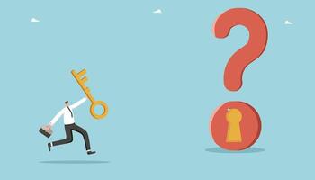 Man running with key to question mark vector