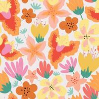 Seamless pattern with colorful abstract flowers vector