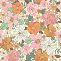Seamless floral pattern, print with vintage motifs. Hand drawn botanical design with small flowers and leaves. vector