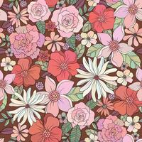 Seamless floral pattern, print with wild flowers. Hand drawn botanical design with small flowers and leaves vector