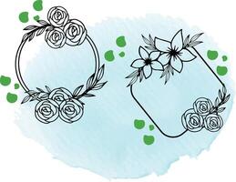 Flower arrangement hand drawn line art collection for wedding vector