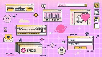 Retro Y2K computer window page interface screen vector
