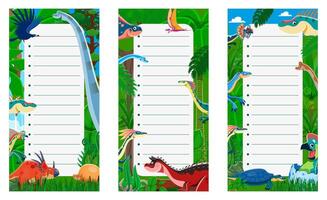 Dinosaur notepad. vibrant dino-themed pages vector