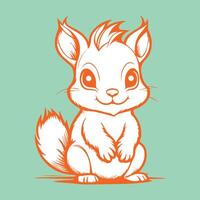 squirrel with a nut vintage design vector
