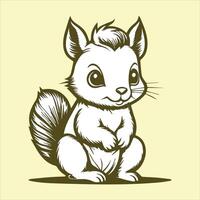 squirrel with a nut vintage design vector