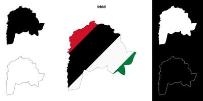 Irbid governorate outline map set vector