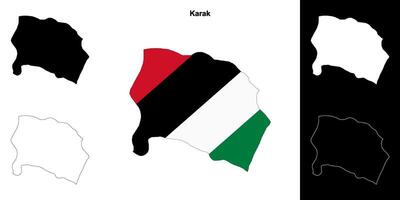 Karak governorate outline map set vector