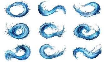 Water splash in circle shape isolated on white background photo