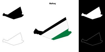Mafraq governorate outline map set vector