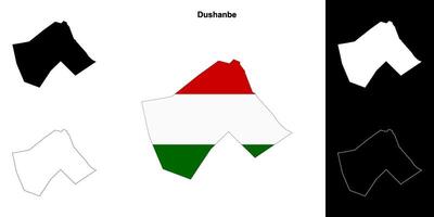 Dushanbe region outline map set vector