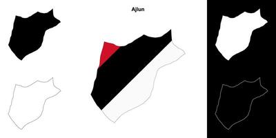 Ajlun governorate outline map set vector
