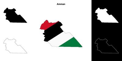 Amman governorate outline map set vector