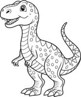 Smiling Dinosaur T-Rex Coloring Page - Simple Outline vector