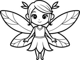 Fairy Coloring Page for Kids - Simple Outline vector