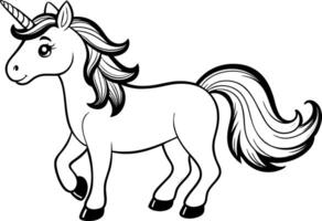 Unicorn Coloring Page for Kids - Simple Outline vector