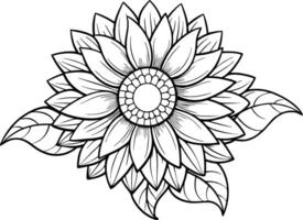 Sunflower Coloring Page for Kids - Simple Outline vector