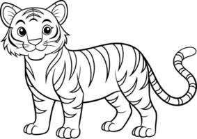 Tiger Coloring Page for Kids - Simple Outline vector