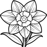 Daffodil Coloring Page for Kids - Simple Outline vector
