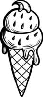 Ice Cream Cone Monster Coloring Page - Simple Outline vector