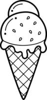 Ice Cream Cone Monster Coloring Page - Simple Outline vector