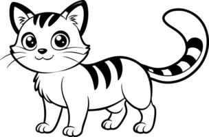 Cat Coloring Page for Kids - Simple Outline vector